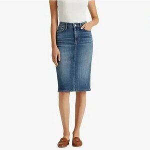 Ralph Lauren Black Label Stretch Straight Pencil Denim Jean Skirt Size 2